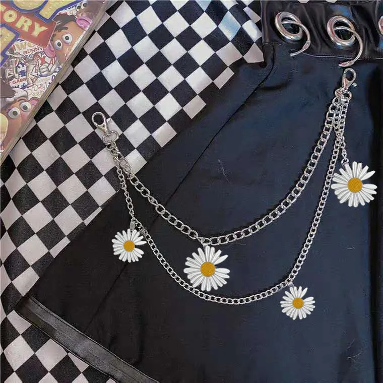 Dark black skirt   daisy waist chain yc23750