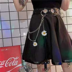 Dark black skirt   daisy waist chain yc23750