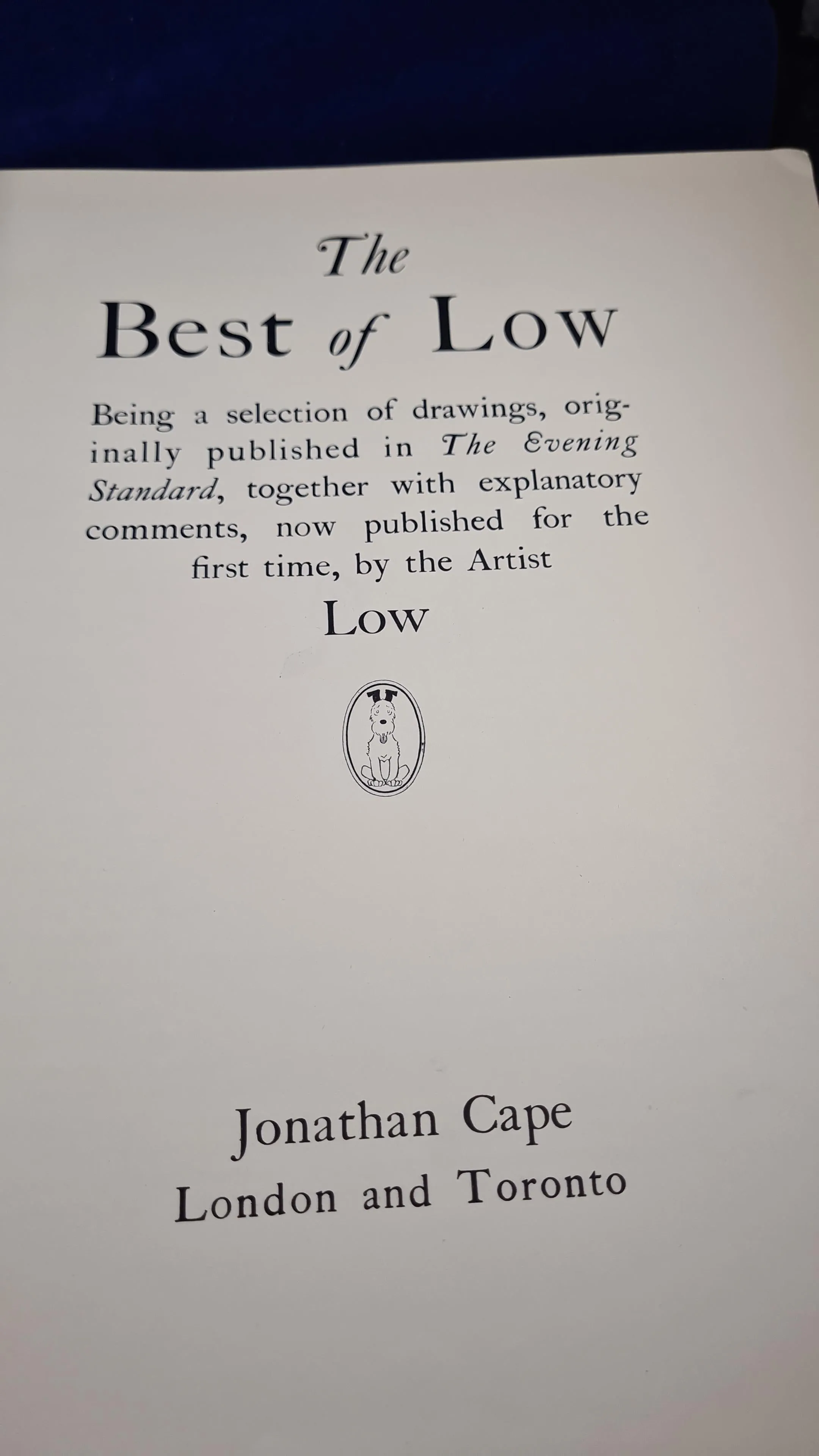 David Low The Best Of, Jonathan Cape, 1930