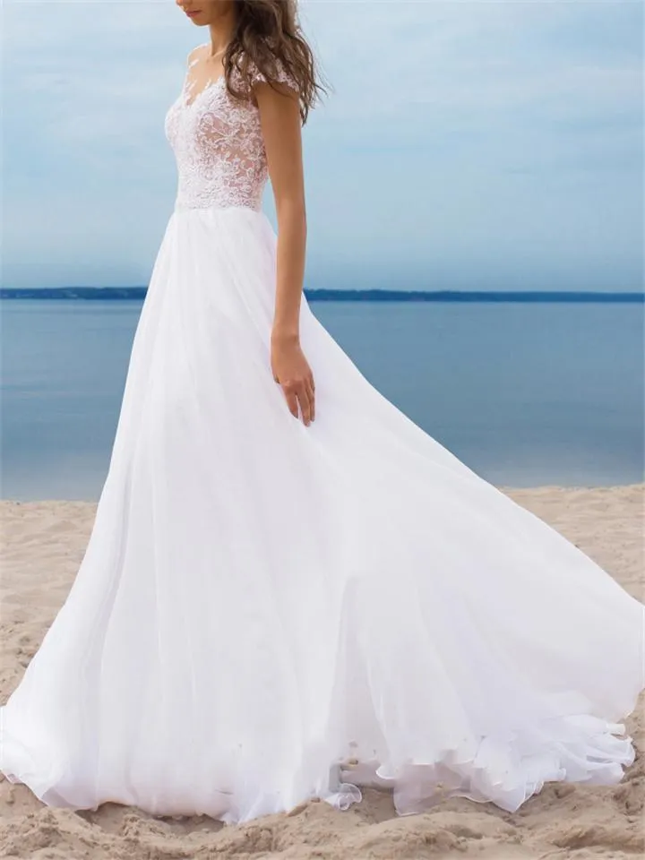 Decent Floral Side Slit Maxi Chiffon Dress for Wedding