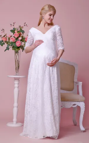 Deep-V-Neckline 3 4 Sleeves Lace Allover Gown-ZP_706092