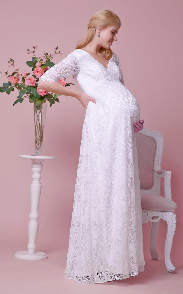 Deep-V-Neckline 3 4 Sleeves Lace Allover Gown-ZP_706092