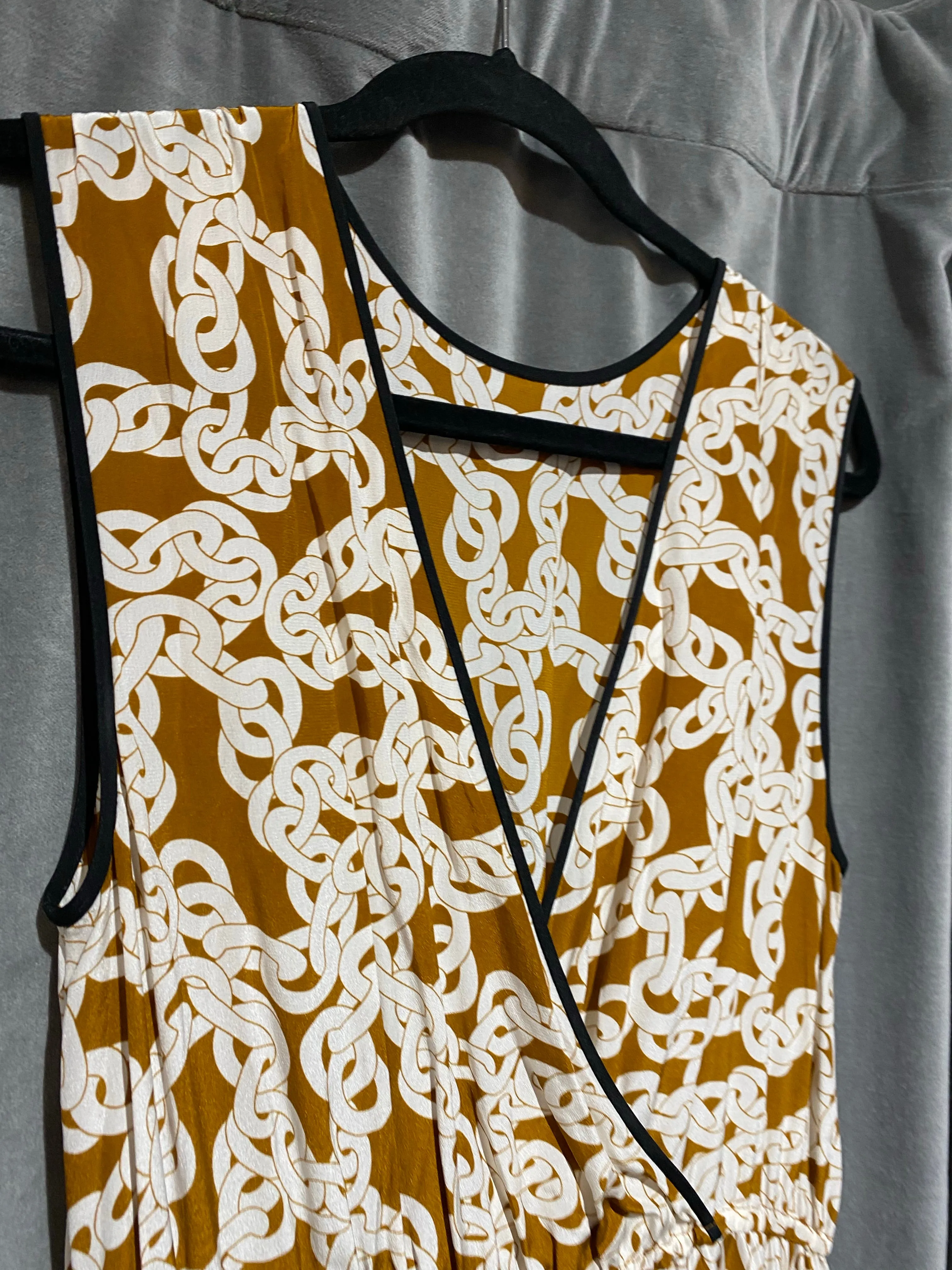 Diane Von Ferstenberg Sleeveles Chain Link V Neck High Low Dress
