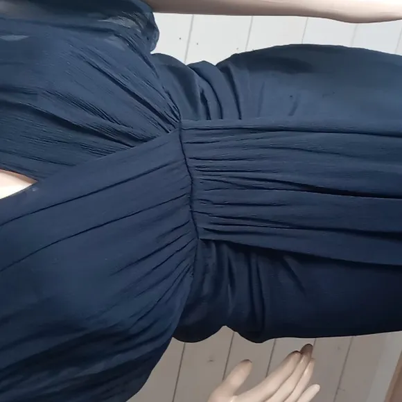 Diane von Furstenberg Silk Chiffon Tull Evening Dress- Navy Blue - size 10
