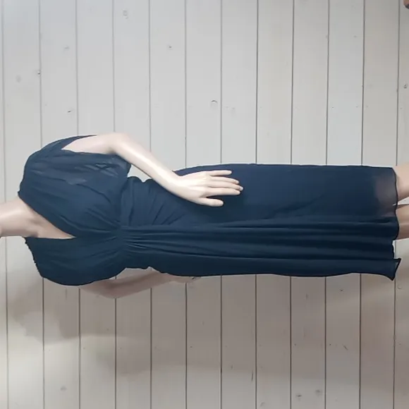 Diane von Furstenberg Silk Chiffon Tull Evening Dress- Navy Blue - size 10