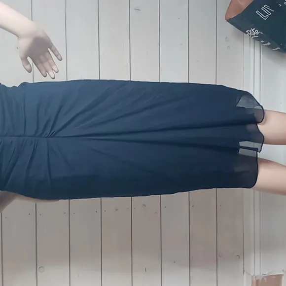 Diane von Furstenberg Silk Chiffon Tull Evening Dress- Navy Blue - size 10
