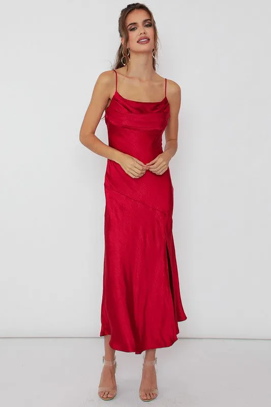 DONNA SATIN MIDI DRESS