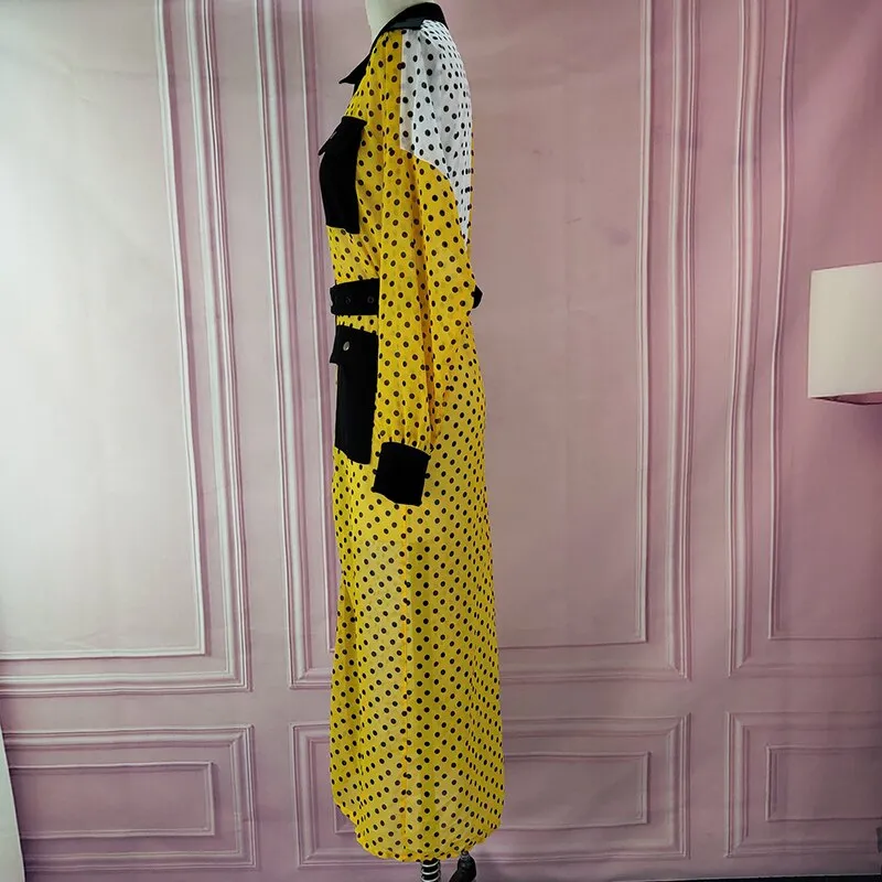 Dot Patchwork Hit Color Dress