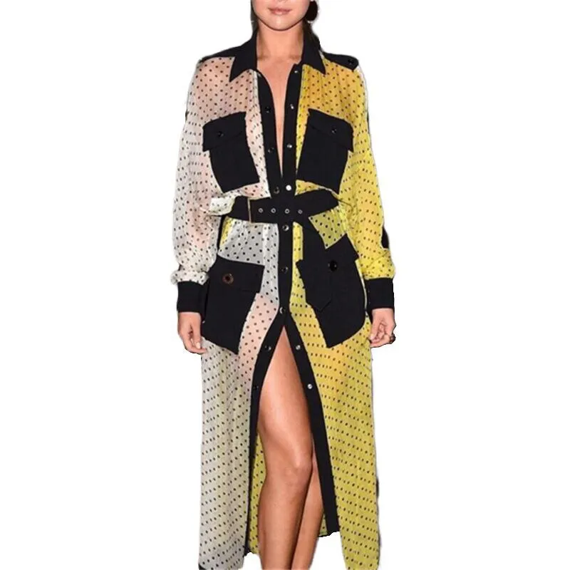 Dot Patchwork Hit Color Dress