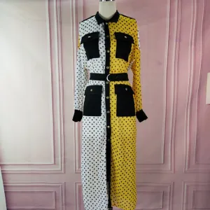 Dot Patchwork Hit Color Dress