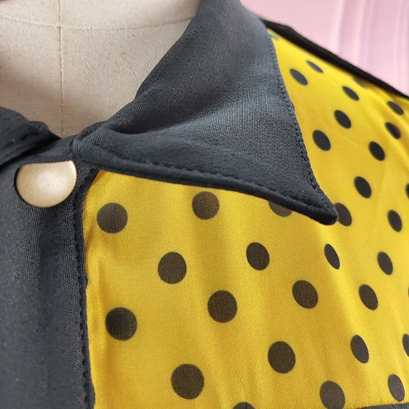 Dot Patchwork Hit Color Dress