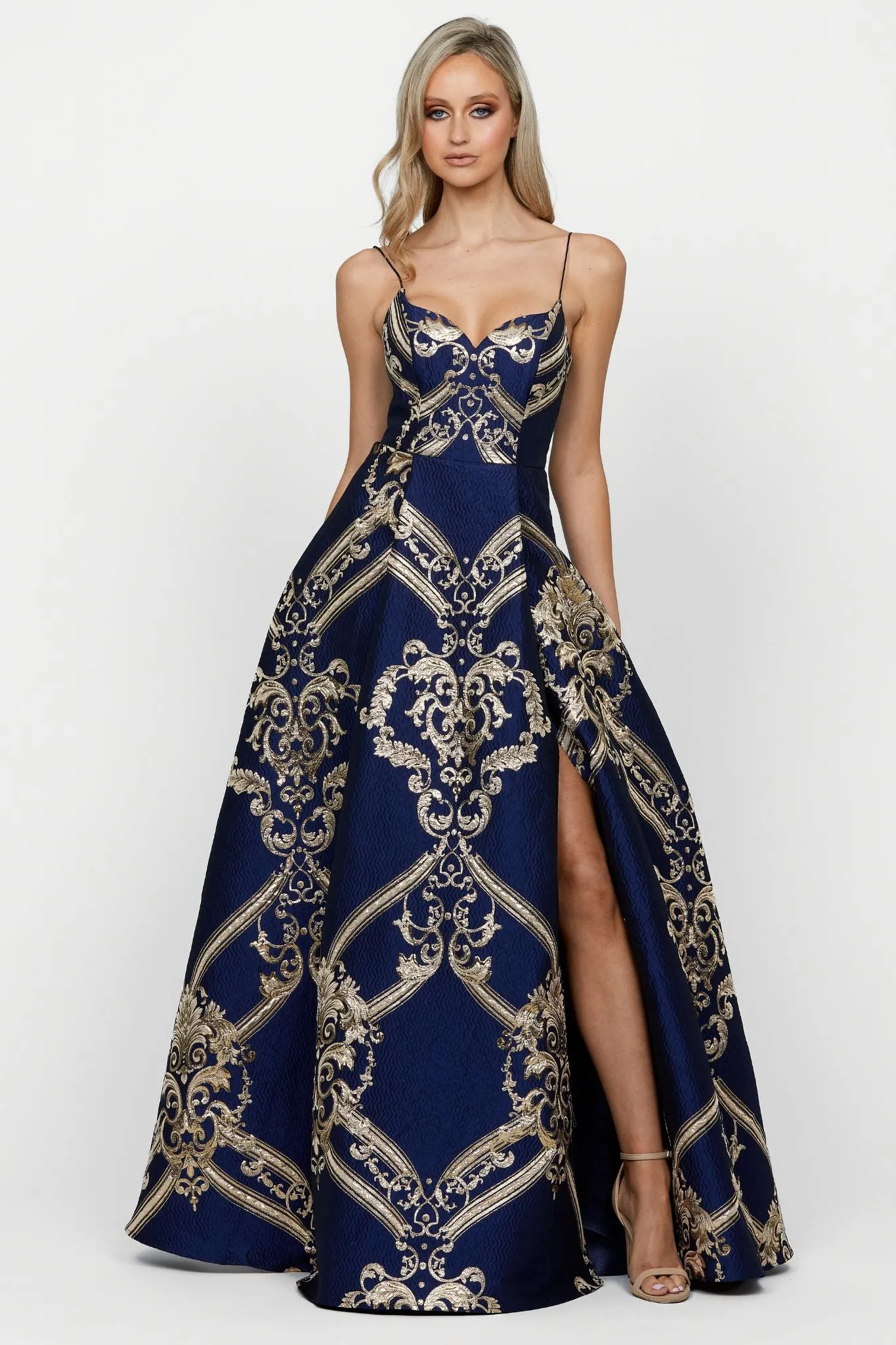Edwina Jacquard Gown by Bariano - RENTAL