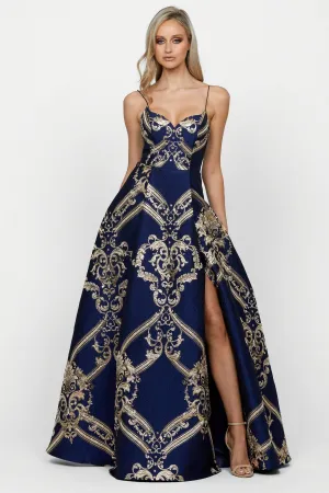 Edwina Jacquard Gown by Bariano - RENTAL
