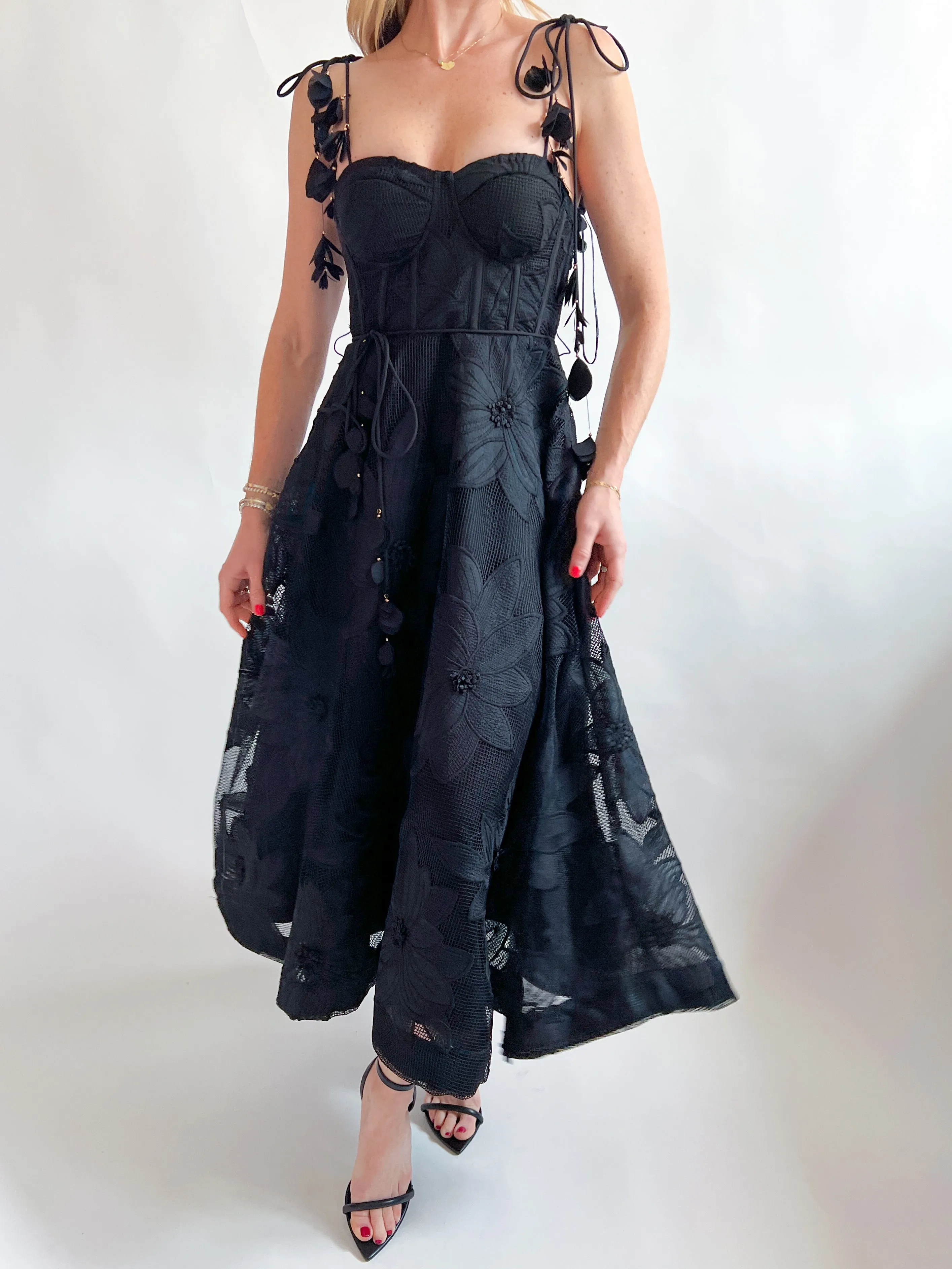 Emillia Lace Corset Effect Midi Dress