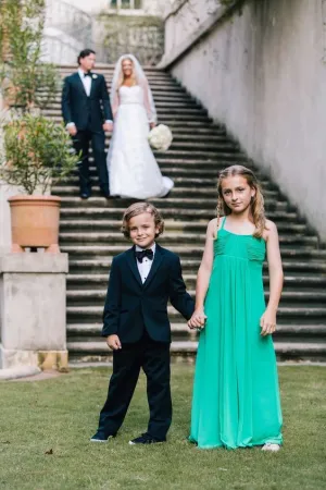 Empire Waist Chiffon Green Little Girl Wedding Guest Dresses Online