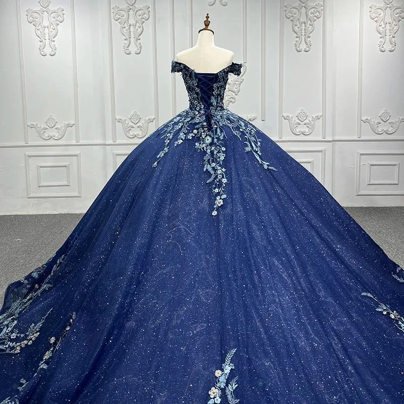Exquisite Appliques Evening Gowns Off Shoulder Sweetheart Ball Gown Party Dresses