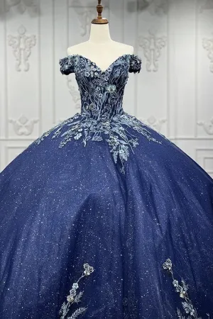 Exquisite Appliques Evening Gowns Off Shoulder Sweetheart Ball Gown Party Dresses