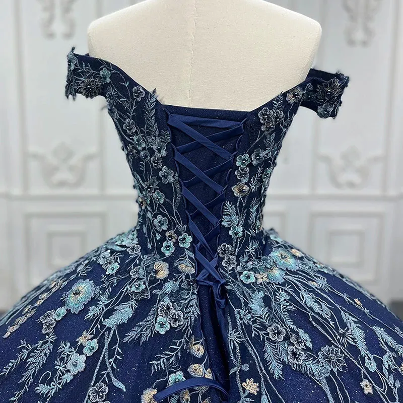 Exquisite Appliques Evening Gowns Off Shoulder Sweetheart Ball Gown Party Dresses