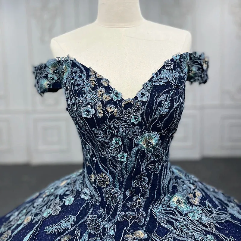 Exquisite Appliques Evening Gowns Off Shoulder Sweetheart Ball Gown Party Dresses