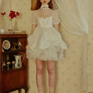Fairytale Above the Knee Puffy Skirt Wedding Dress with Wrap