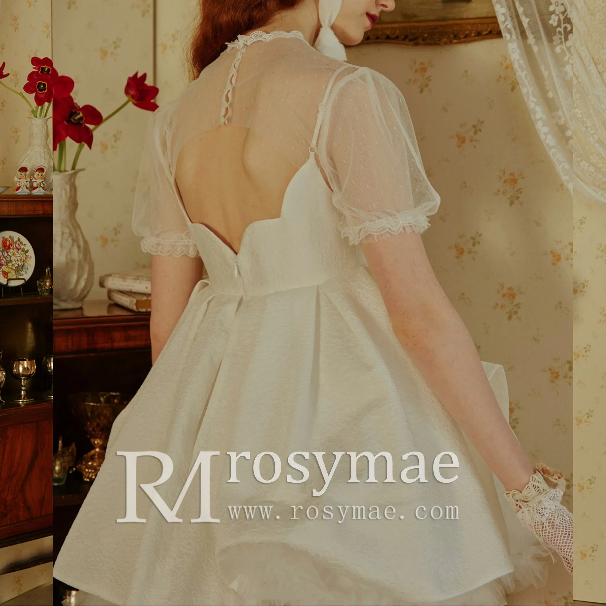 Fairytale Above the Knee Puffy Skirt Wedding Dress with Wrap