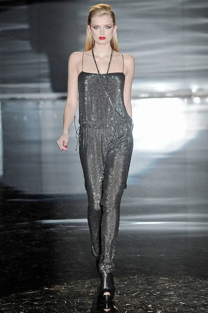 Fall 2009 Gucci by Frida Giannini Ad Campaign Black Jersey Draped Back Jumpsuit