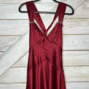 Fancy red A.B.S Allen Schwartz cocktail dress Red Satin  Mid Calf