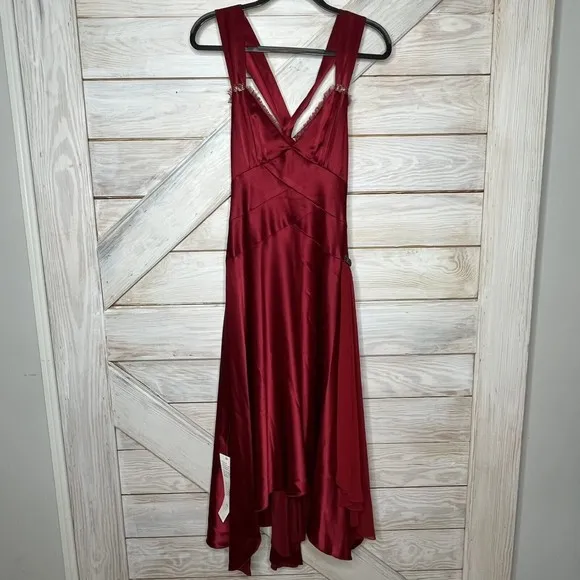 Fancy red A.B.S Allen Schwartz cocktail dress Red Satin  Mid Calf