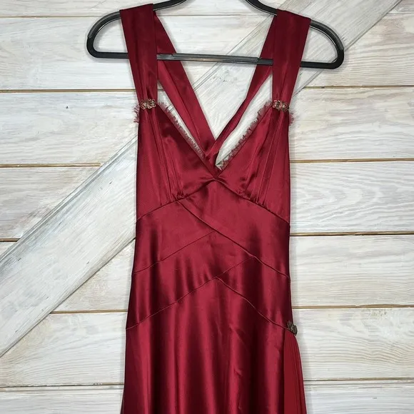 Fancy red A.B.S Allen Schwartz cocktail dress Red Satin  Mid Calf