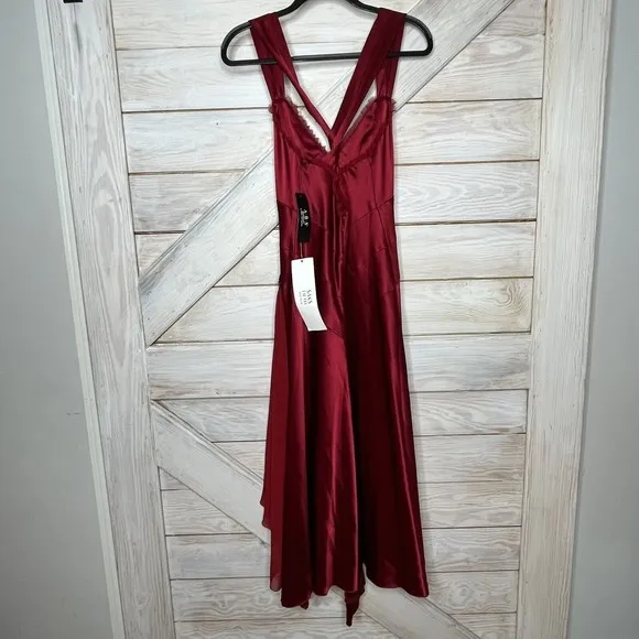 Fancy red A.B.S Allen Schwartz cocktail dress Red Satin  Mid Calf