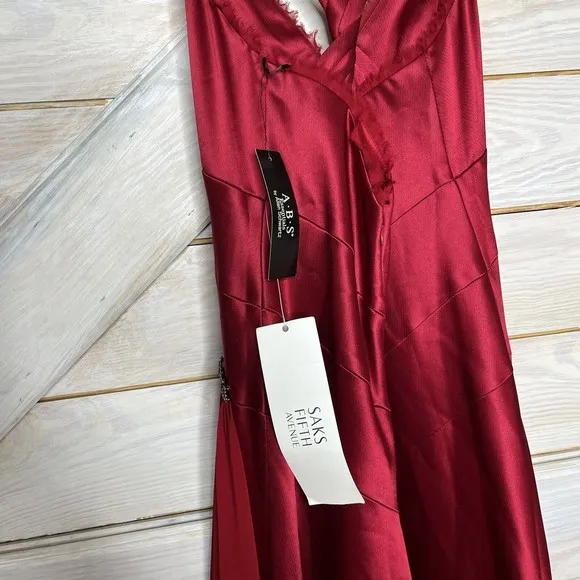 Fancy red A.B.S Allen Schwartz cocktail dress Red Satin  Mid Calf