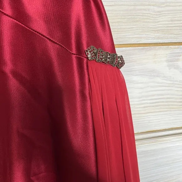 Fancy red A.B.S Allen Schwartz cocktail dress Red Satin  Mid Calf