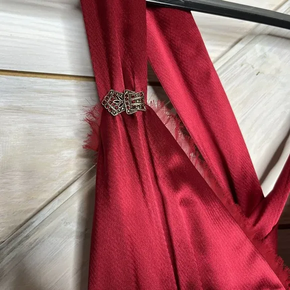 Fancy red A.B.S Allen Schwartz cocktail dress Red Satin  Mid Calf