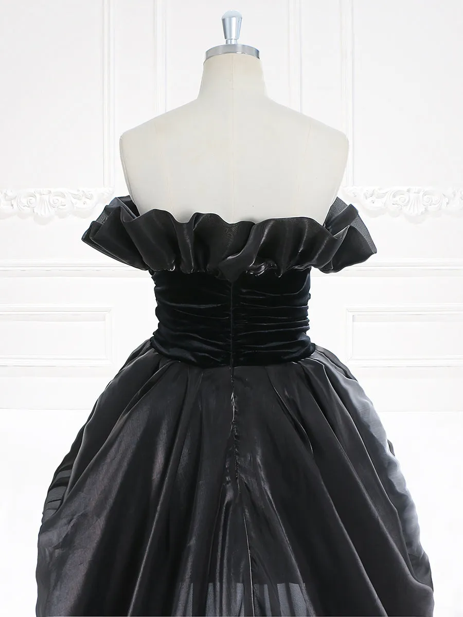 Fashion Black High Low Backless Long Evening Dress Elegant Prom Party Gown Formal Wedding Dress A018