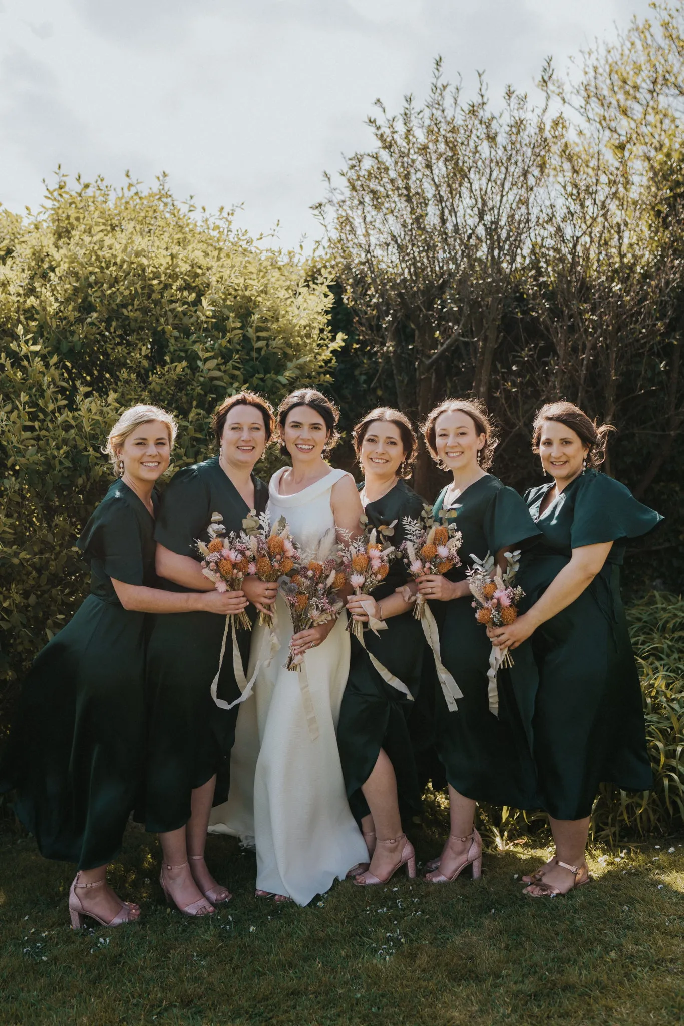 Florence Waterfall Dress in Forest Green Satin