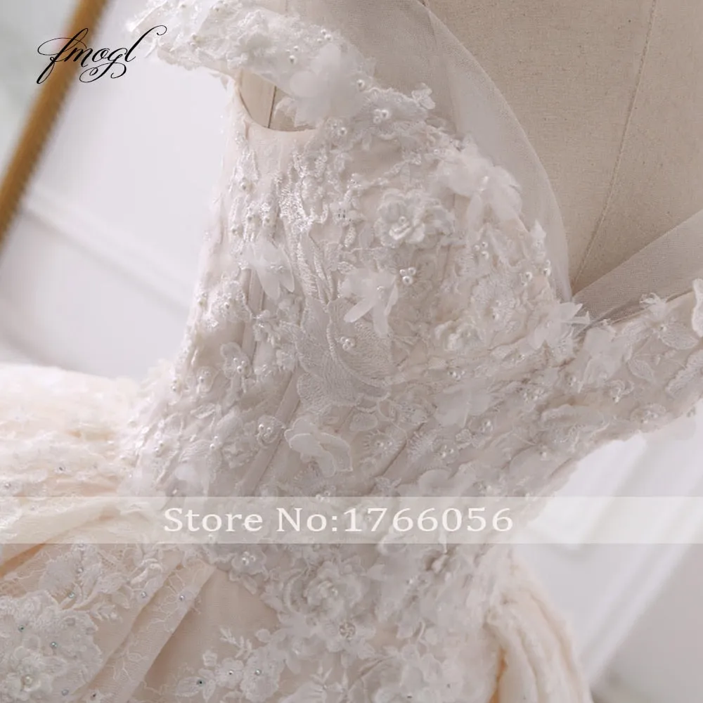 Fmogl Sexy Sweetheart Lace Ball Gown Wedding Dresses