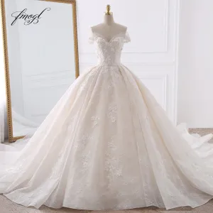Fmogl Sexy Sweetheart Lace Ball Gown Wedding Dresses