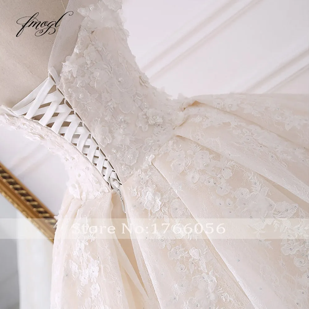 Fmogl Sexy Sweetheart Lace Ball Gown Wedding Dresses