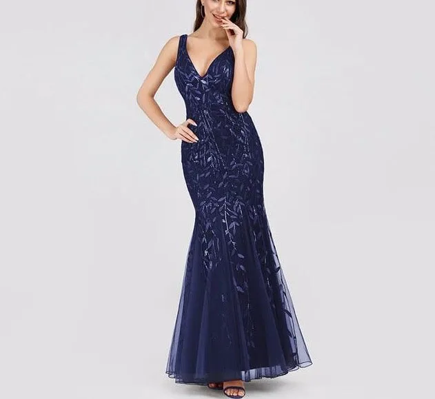 Formal Evening Dresses Ever Pretty New Mermaid O Neck Short Sleeve Lace Appliques Tulle Long Party Gowns