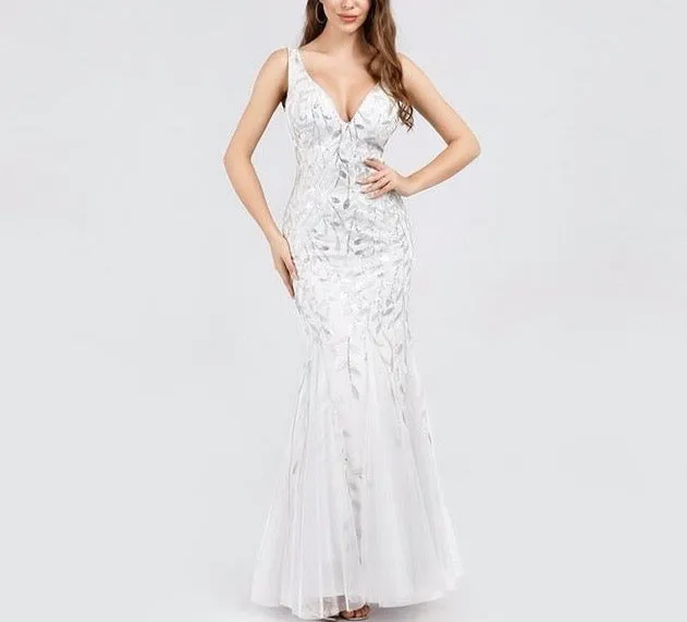 Formal Evening Dresses Ever Pretty New Mermaid O Neck Short Sleeve Lace Appliques Tulle Long Party Gowns
