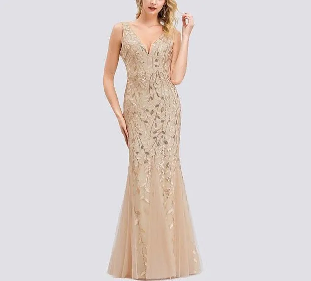 Formal Evening Dresses Ever Pretty New Mermaid O Neck Short Sleeve Lace Appliques Tulle Long Party Gowns