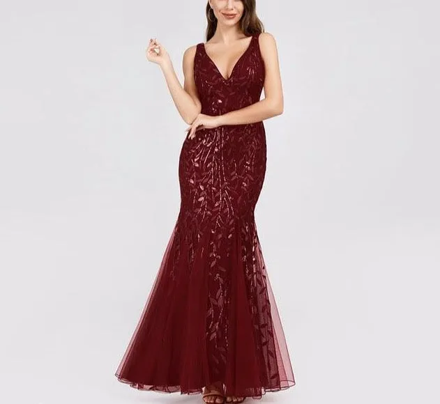 Formal Evening Dresses Ever Pretty New Mermaid O Neck Short Sleeve Lace Appliques Tulle Long Party Gowns