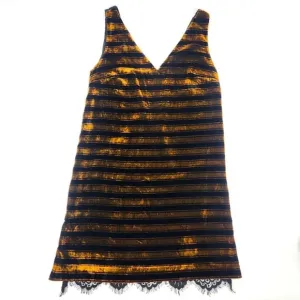 French Connection Dress 8 Black / Willow Emma Stripe Sleeveless V Neck Velvet