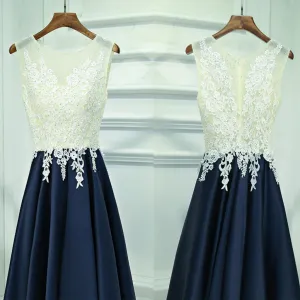 Generous Refreshing Color Scoop Neckline Sleeveless  Lace Decals Beads  Homecoming Dresses,BD00206