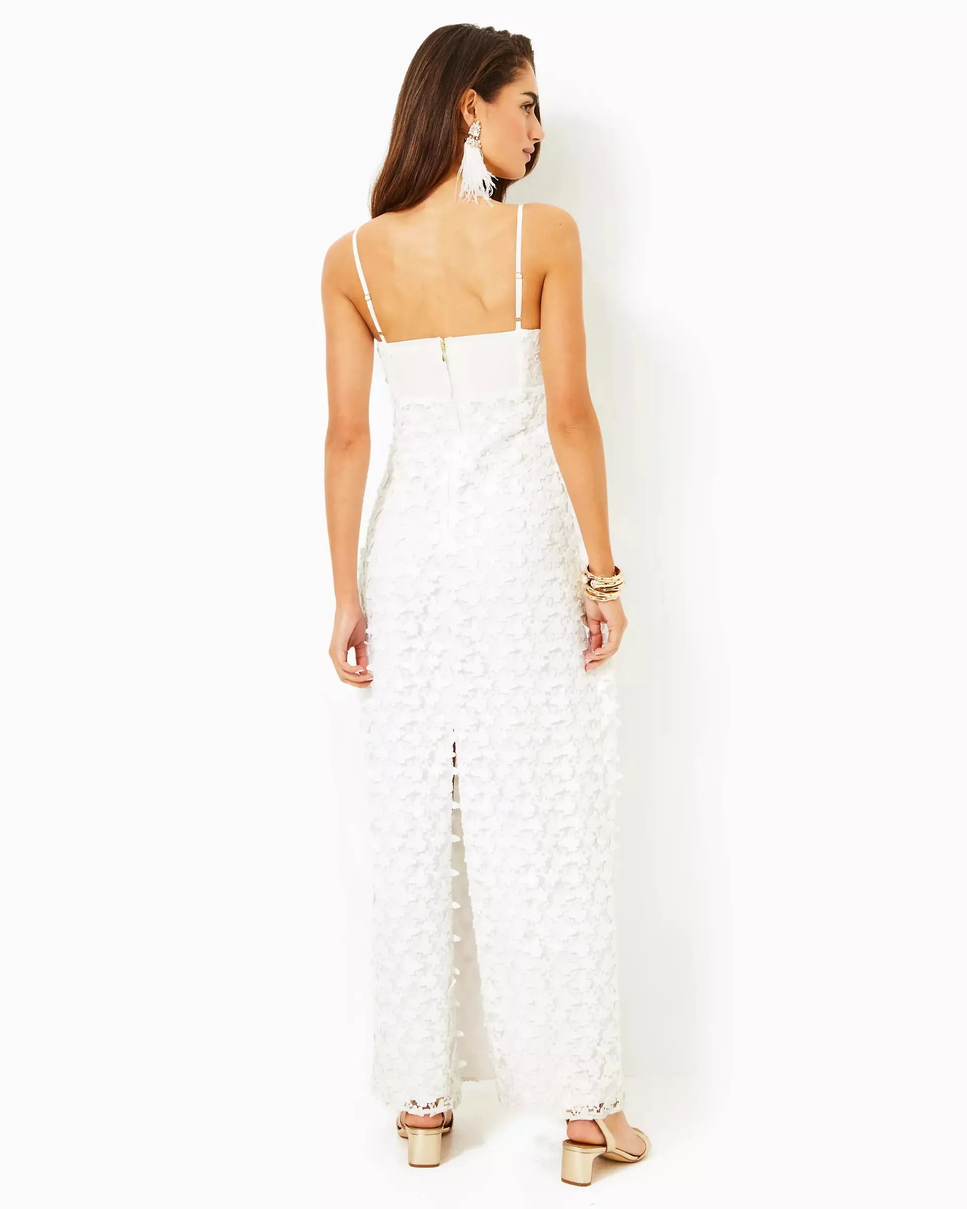 Gillian Lace Maxi Slip Dress (Resort White 3D Lace)