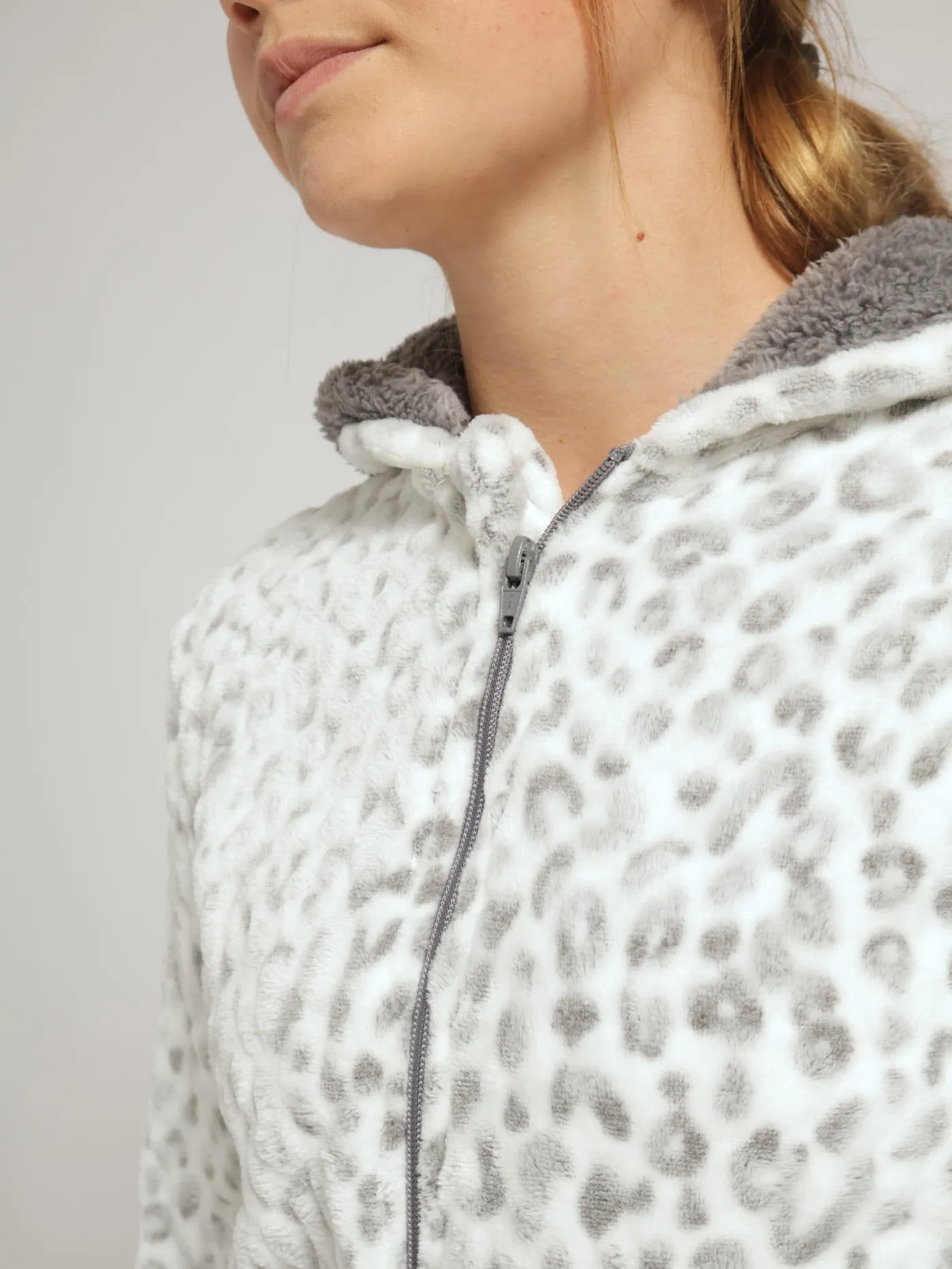 Girls Leopard Jacquard Onesie - White