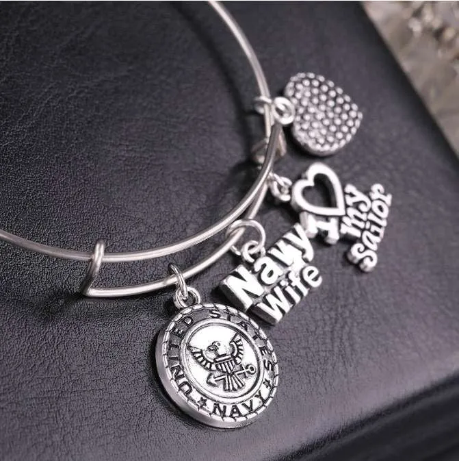 Gorgeous Navy Wife Charm Bracelet