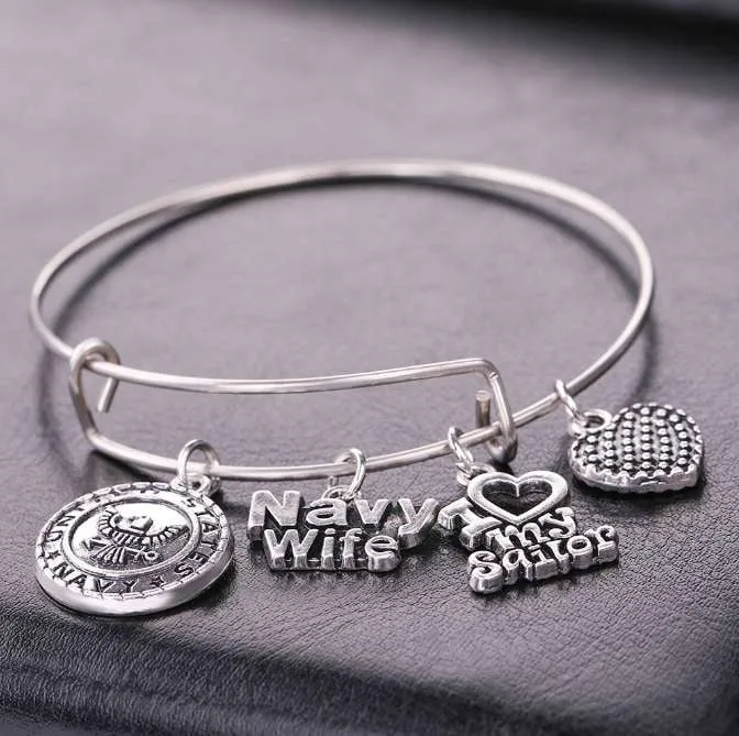 Gorgeous Navy Wife Charm Bracelet
