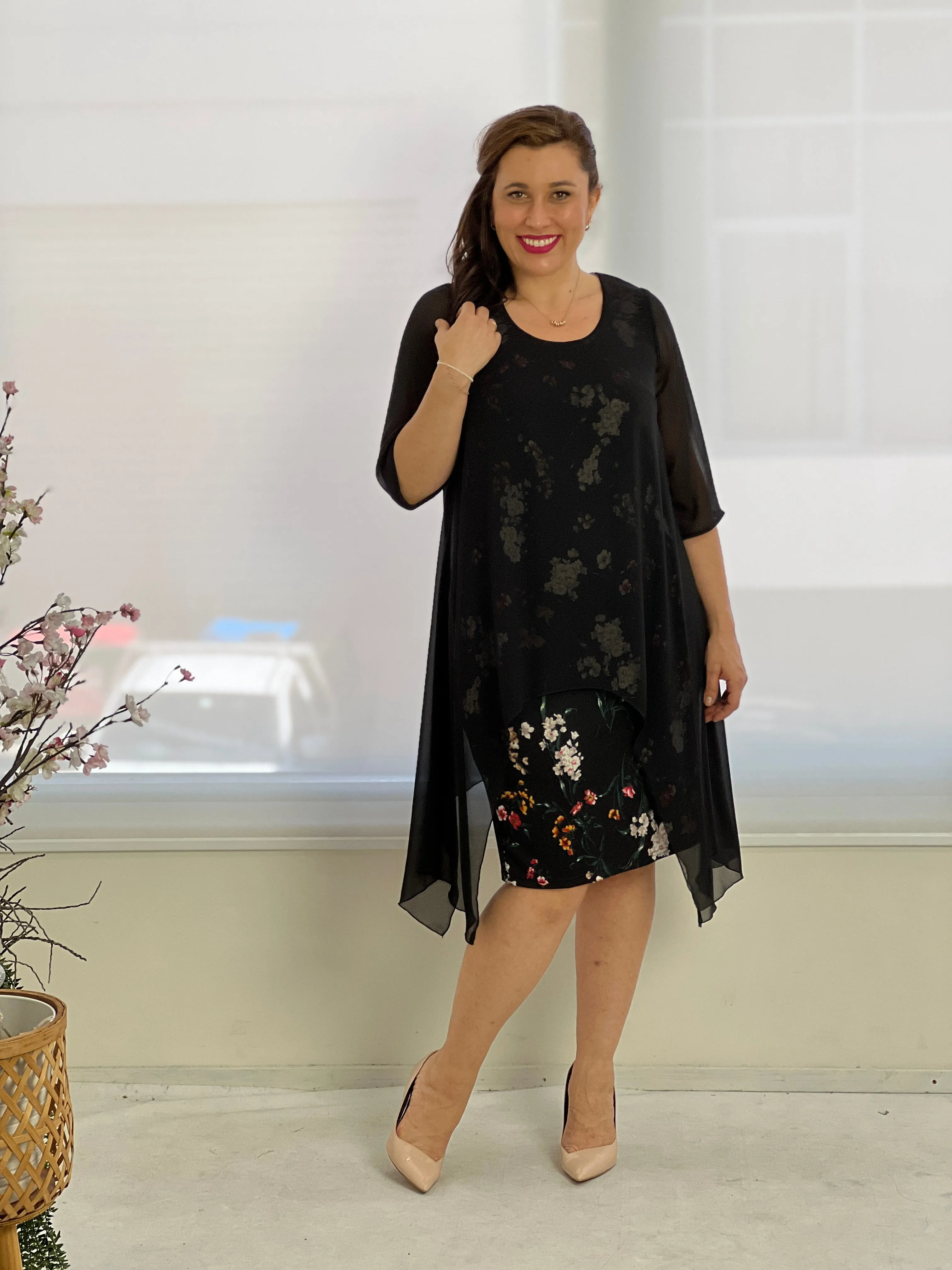Grace Black Floral Dress