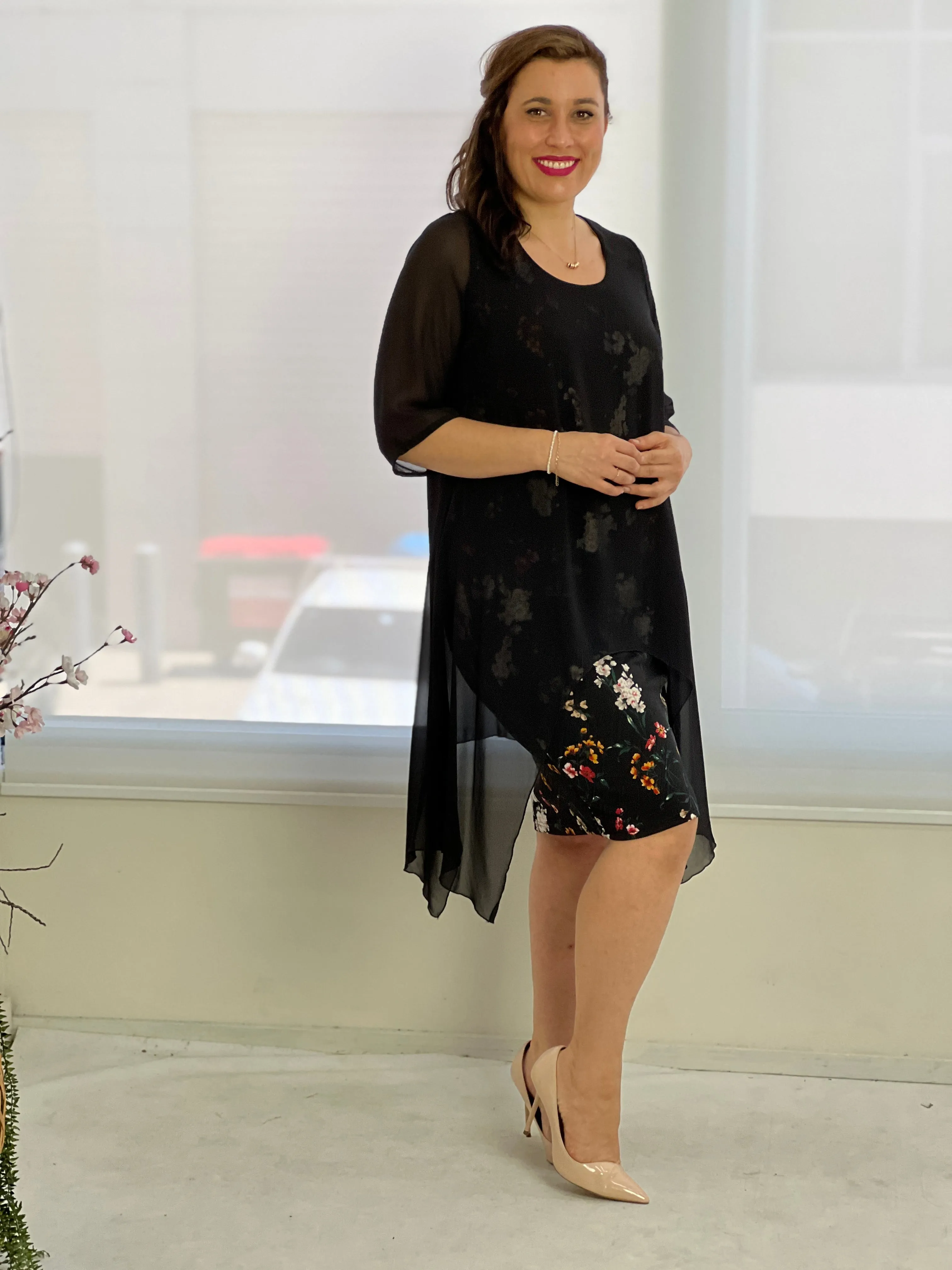 Grace Black Floral Dress
